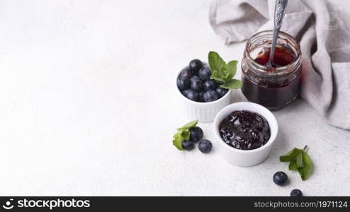 delicious blueberry jam with copy space. High resolution photo. delicious blueberry jam with copy space. High quality photo