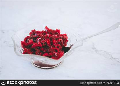Delicious bowl of raspberry jelly