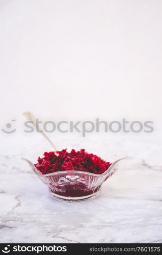 Delicious bowl of raspberry jelly