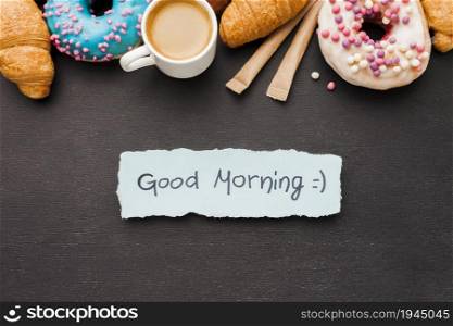 delicious breakfast with croissants doughnut. High resolution photo. delicious breakfast with croissants doughnut. High quality photo