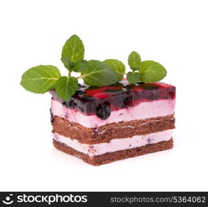 Delicious cake piece isolated on white background