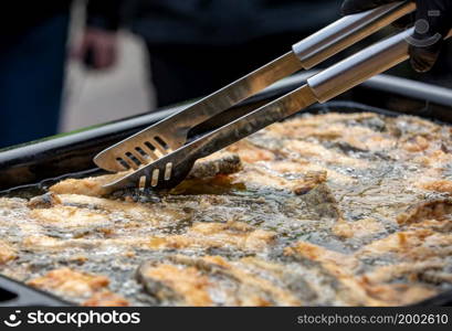 Delicious carp fillets roasted in the frying pan