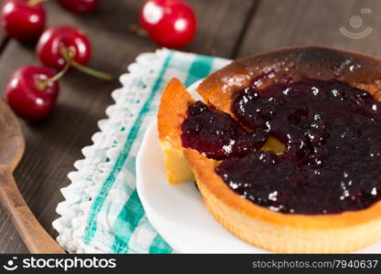 Delicious cheese cake with delicious cherry jam