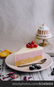 Delicious cheese cake with jellied layer