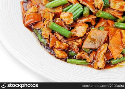 delicious chinese food on plate close up