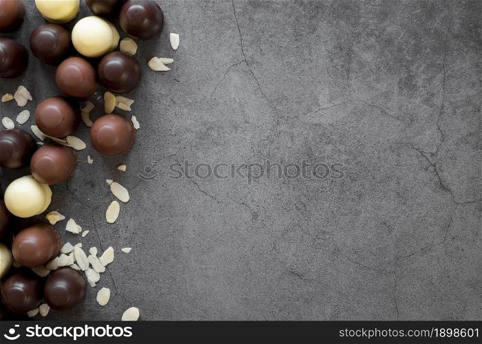 delicious chocolate balls assortment with copy space. Resolution and high quality beautiful photo. delicious chocolate balls assortment with copy space. High quality beautiful photo concept