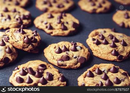 Delicious chocolate chips with cookies 3d illustrated