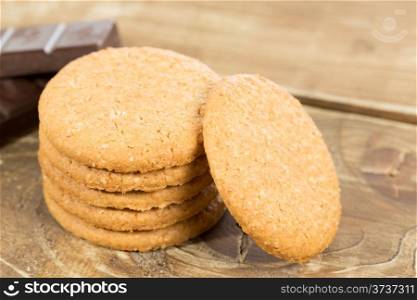 Delicious chocolate cookies with white background