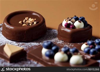Delicious chocolate dessert with tasty side dressing