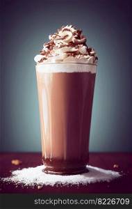 Delicious chocolate milkshake 3d illustrated
