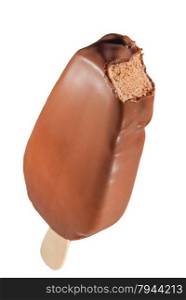 Delicious chocolate popsicle on a stick isolated