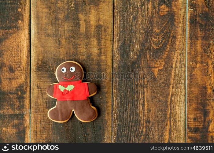 Delicious Christmas cookies on a wooden table