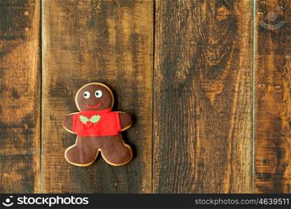 Delicious Christmas cookies on a wooden table