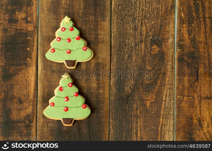 Delicious Christmas Cookies on wooden table