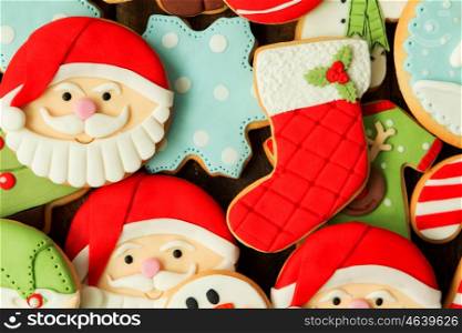 Delicious Christmas Cookies on wooden table