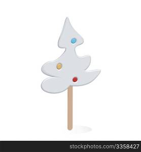 Delicious Christmas tree lollipop on a stick, enjoy...