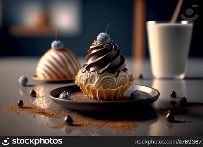 Delicious close up of beautiful dessert 3d illustrated