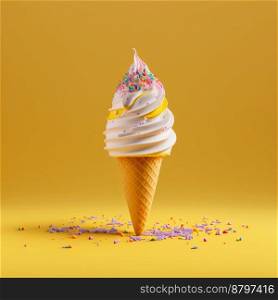 Delicious colorful ice cream with sprinkles 3d illustrated
