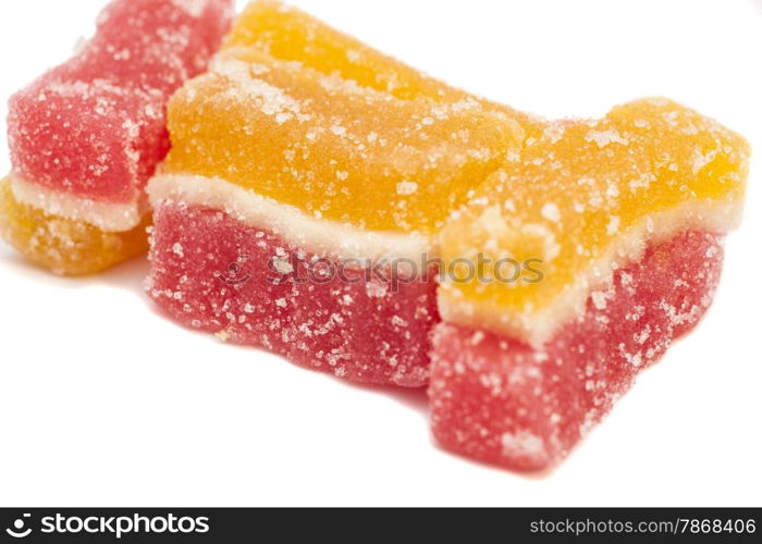 Delicious colorful marmalade isolated on white background