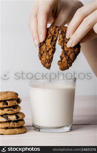 delicious cookies glass milk