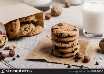 delicious cookies with glass milk. Resolution and high quality beautiful photo. delicious cookies with glass milk. High quality beautiful photo concept