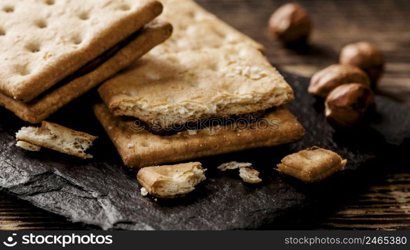 delicious cookies with nuts close up