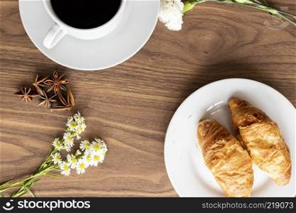 Delicious croissant at breakfast