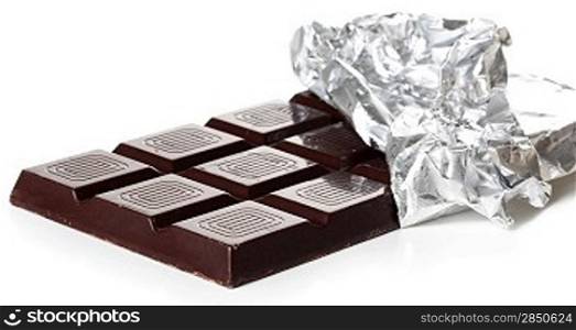 Delicious dark chocolate bar isolated