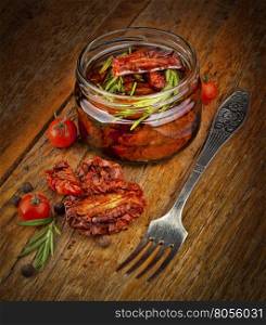 Delicious Dried Tomatoes in a Jar Rustic Style