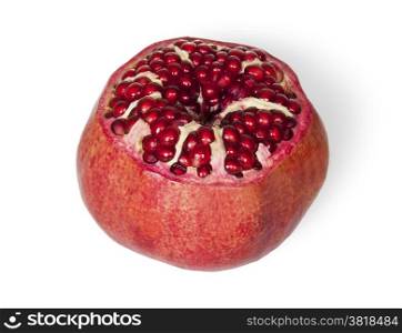 Delicious Exotic Pomegranate Fruit Isolated On White Background