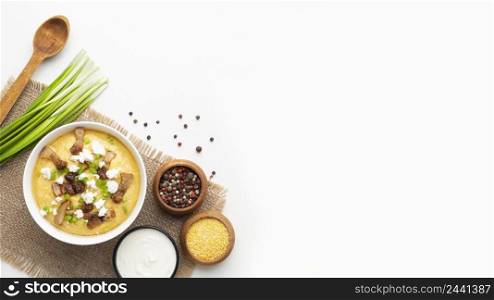 delicious food assortment with copy space