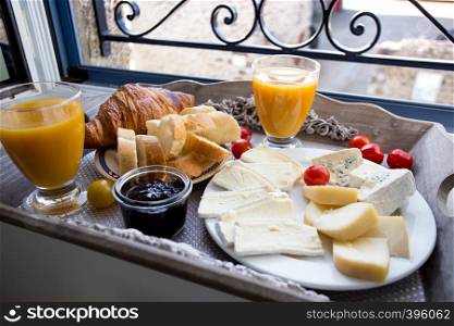 delicious French breakfast with a view of the castle