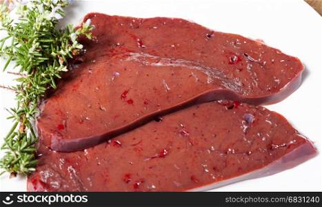 Delicious fresh beef liver and filleting