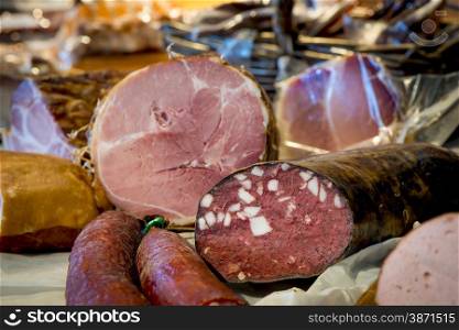 delicious fresh meat sausage closeup