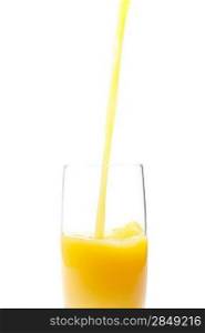 Delicious fresh orange juice on white