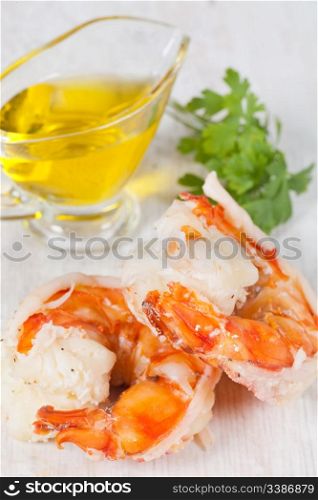 Delicious fresh prawn tails boiled for healthy nutrition