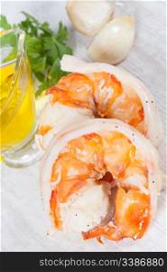 Delicious fresh prawn tails boiled for healthy nutrition