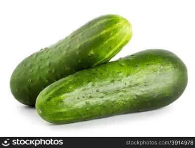 Delicious fresh ripe cucumbers isolated on white background