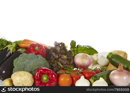 Delicious fresh vegetables on white background