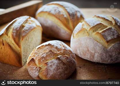 Delicious freshly baked sourdough bread 3d illustrated