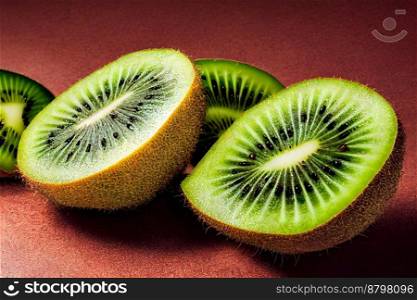 Delicious freshly cut kiwi 3d illustrated