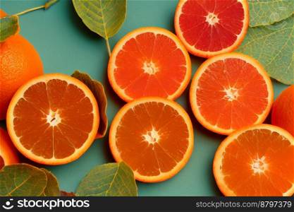 Delicious freshly cut orange 3d illustrated