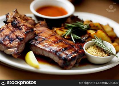 Delicious grilled beef 3d illustrated