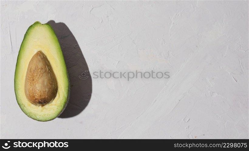 delicious half avocado with copy space