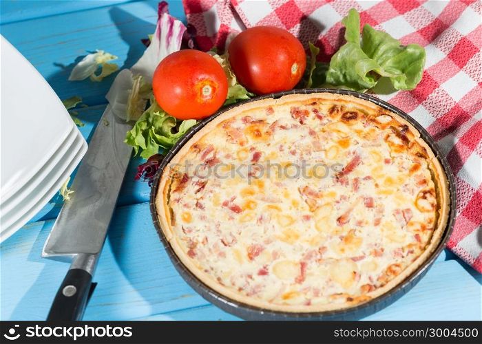 Delicious ham quiche, made baked