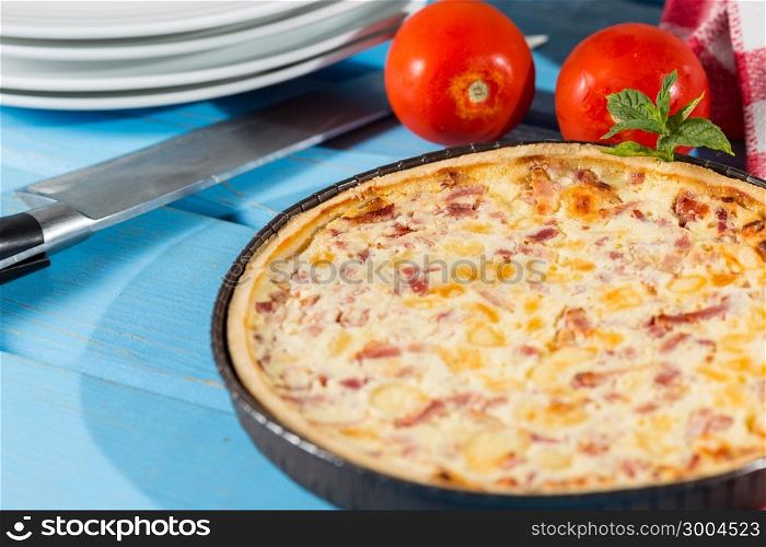 Delicious ham quiche, made baked