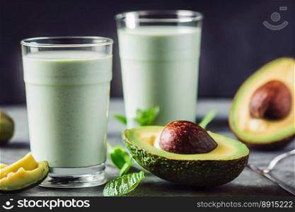 Delicious healthy glass of avocado smoothie