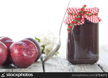 Delicious homemade jam with fresh plums