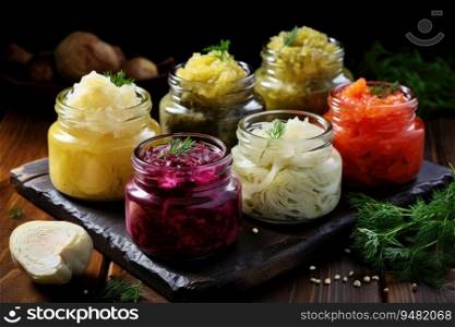 Delicious homemade sauerkraut, pickled cabbage.-