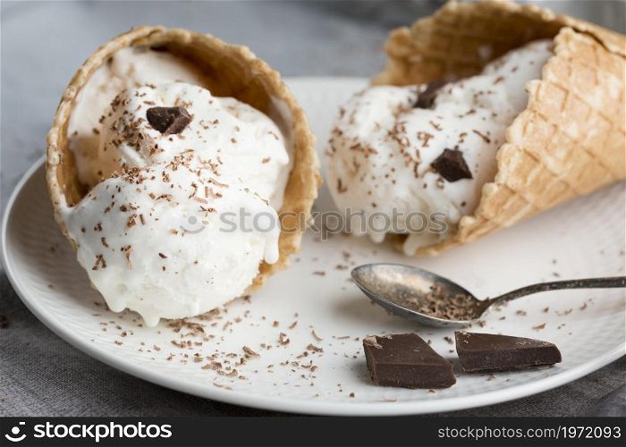 delicious ice cream with cones. High resolution photo. delicious ice cream with cones. High quality photo